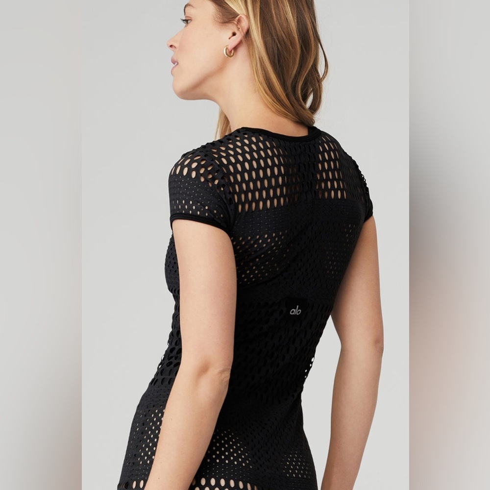 NWT Alo Yoga Mesh Haute Summer Dress in Black - Picture 3 of 5